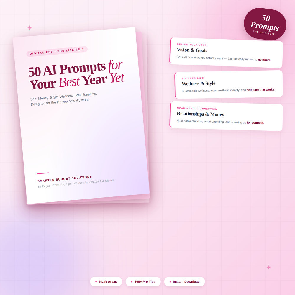 50 AI Prompts for Your Best Year Yet — Self, Money, Style, Wellness & Relationships